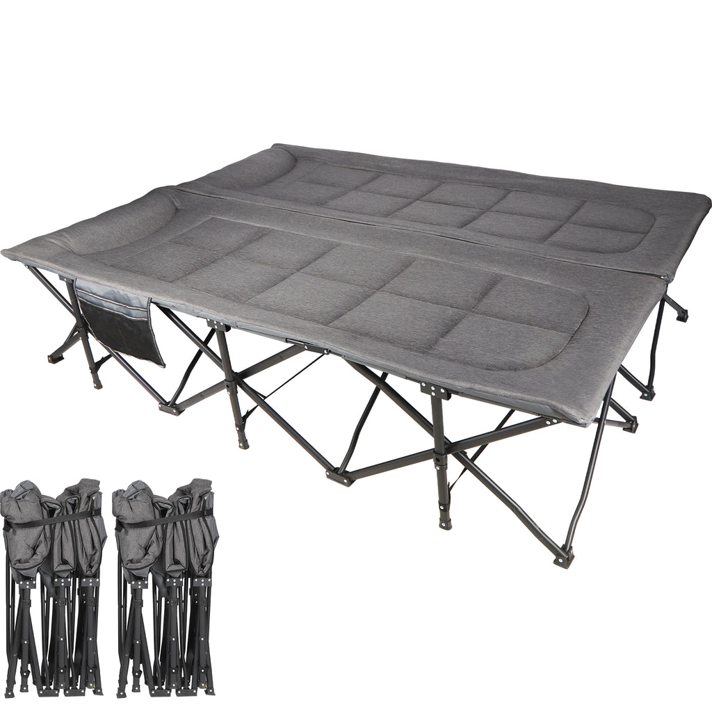 2 Person Camping Cot, 59" Extra Wide with Integrated Mattress