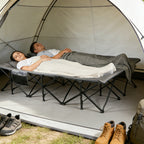 2 Person Camping Cot, 59" Extra Wide with Integrated Mattress
