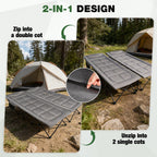 2 Person Camping Cot, 59" Extra Wide with Integrated Mattress