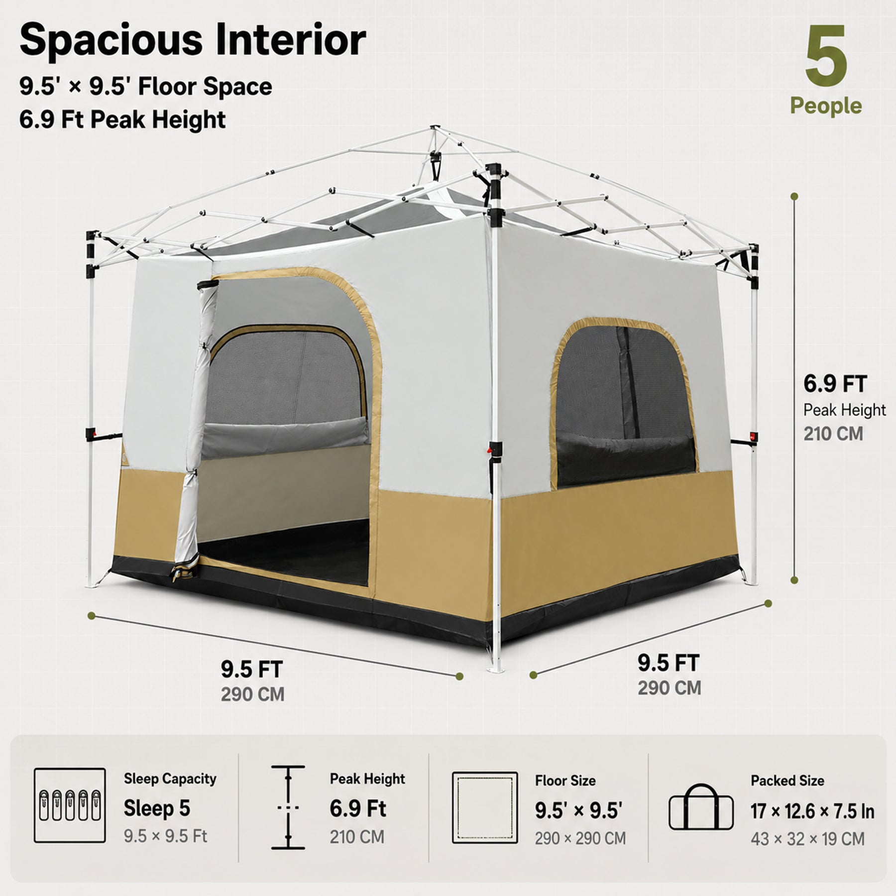 Canopy Tent Attachment for 10x10 Pop Up Canopy Tent, 4-6 Person, Full Floor