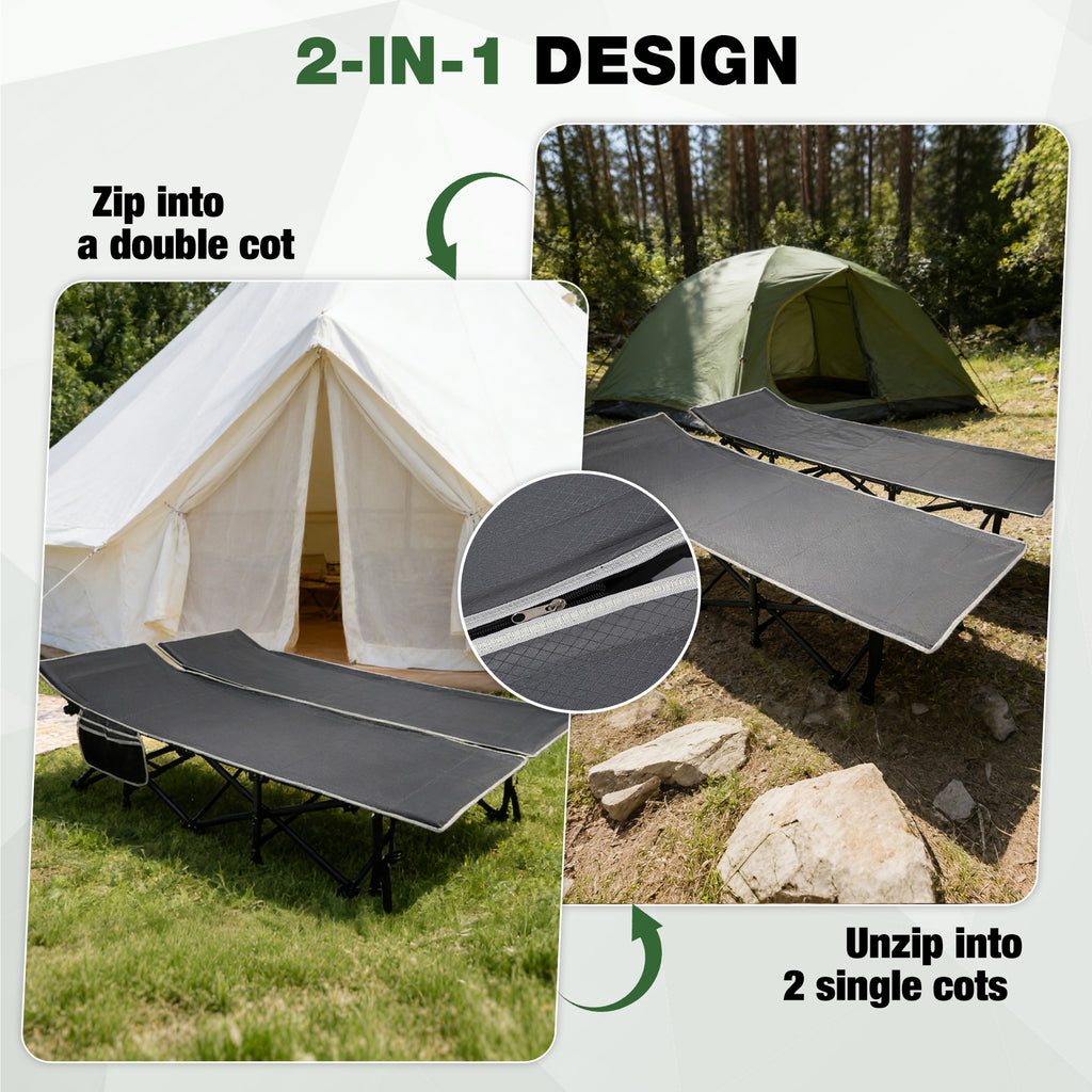 56" Extra Wide 2 Person Folding Camping Cot
