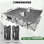 2 Person Camping Cot, 59" Extra Wide with Integrated Mattress