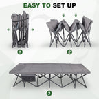 2 Person Camping Cot, 59" Extra Wide with Integrated Mattress