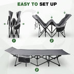 56" Extra Wide 2 Person Folding Camping Cot