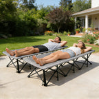 2 Person Camping Cot, 59" Extra Wide with Integrated Mattress