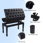 Adjustable Piano Bench with Storage - PU Leather Seat