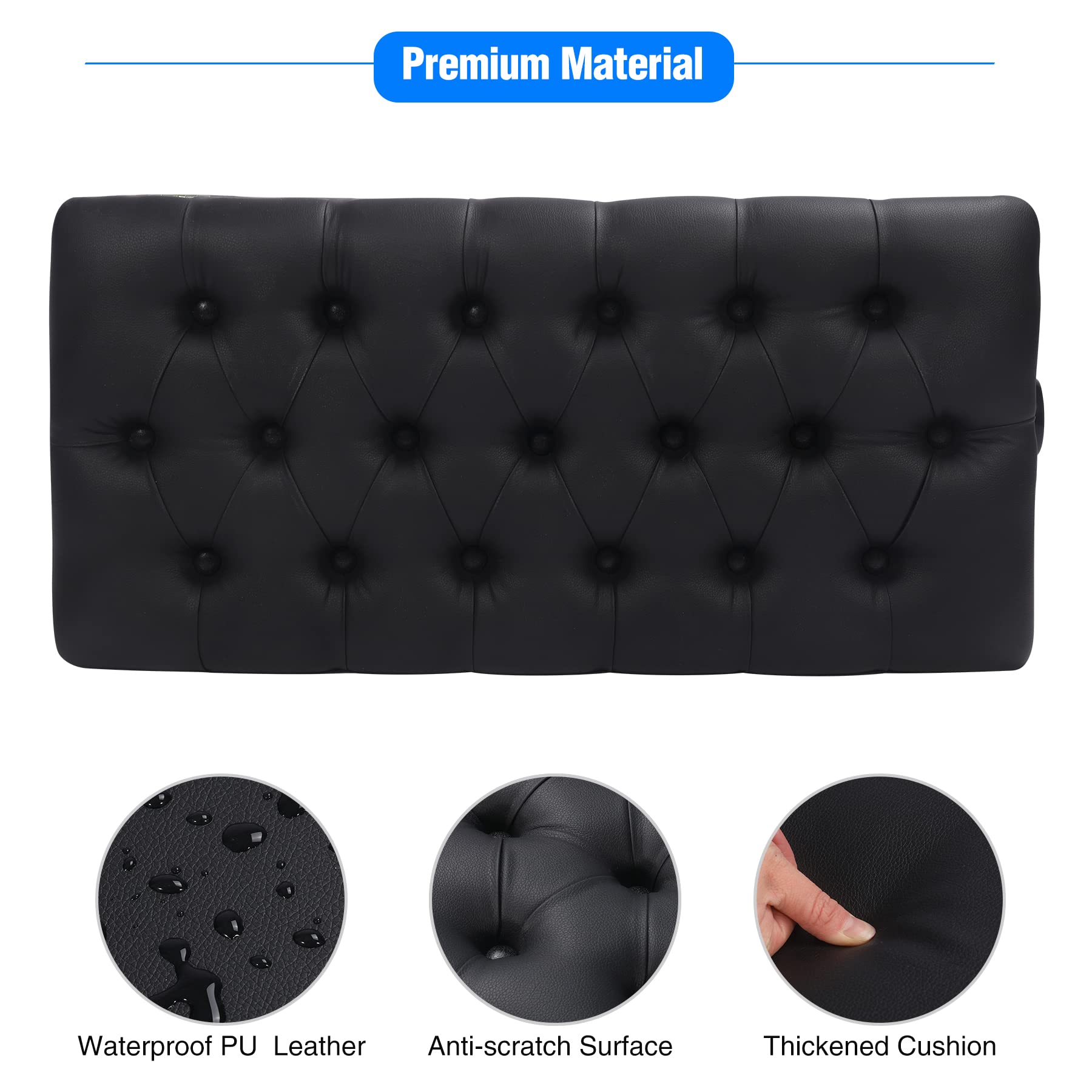 Adjustable Piano Bench with Storage - PU Leather Seat