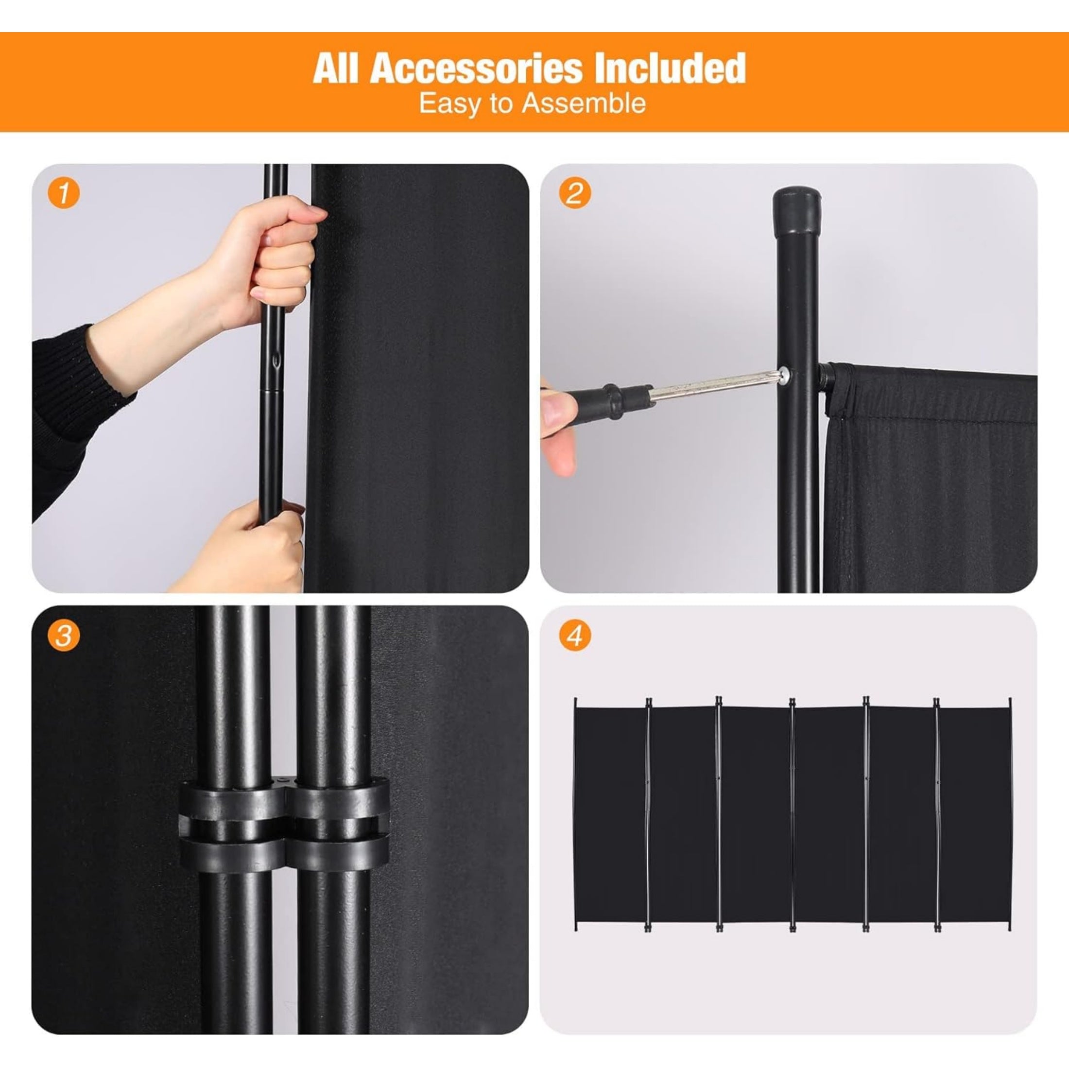 Room Divider 6-Panel Portable Partition Screen