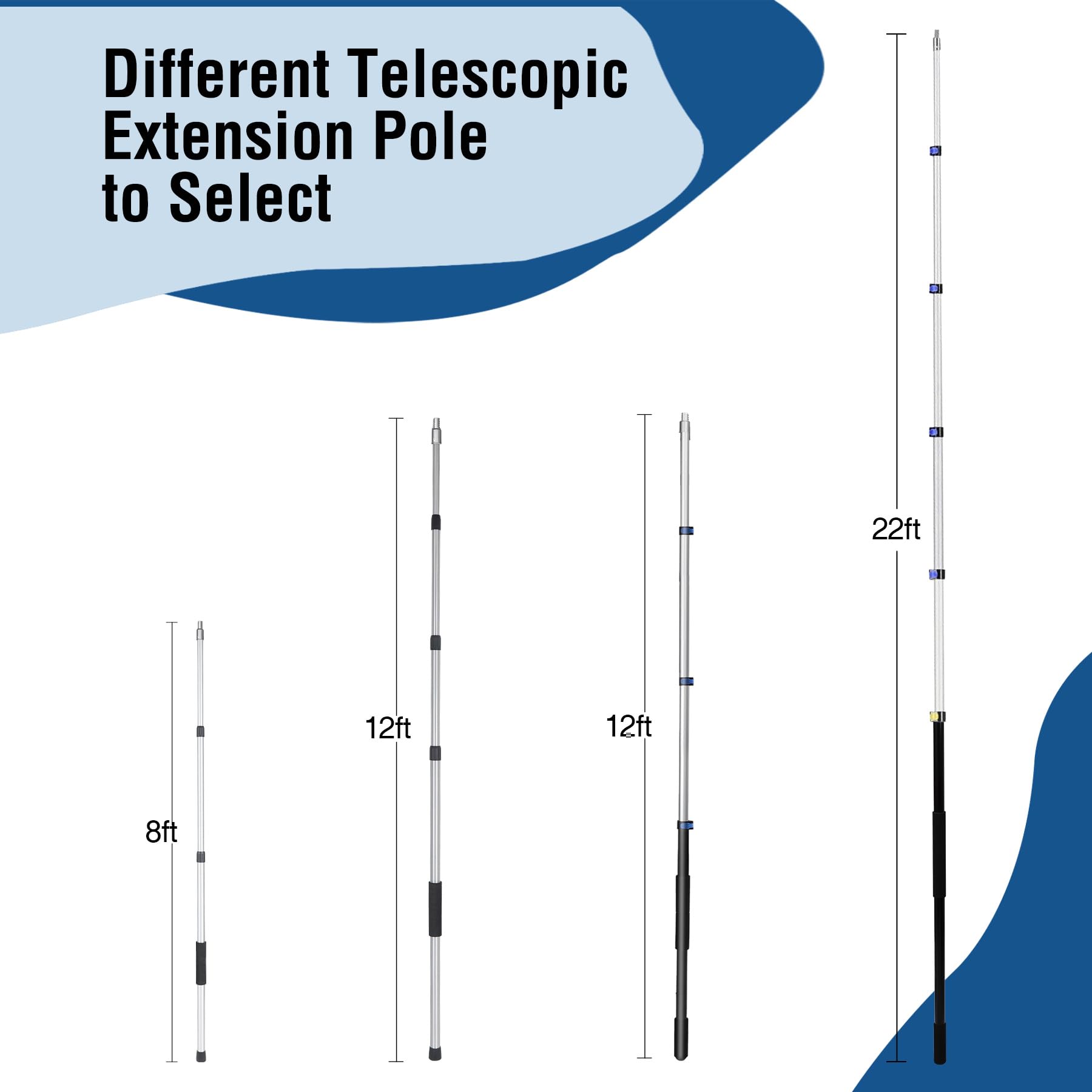 Telescoping Pole 4-12ft Heavy Duty Aluminum Alloy