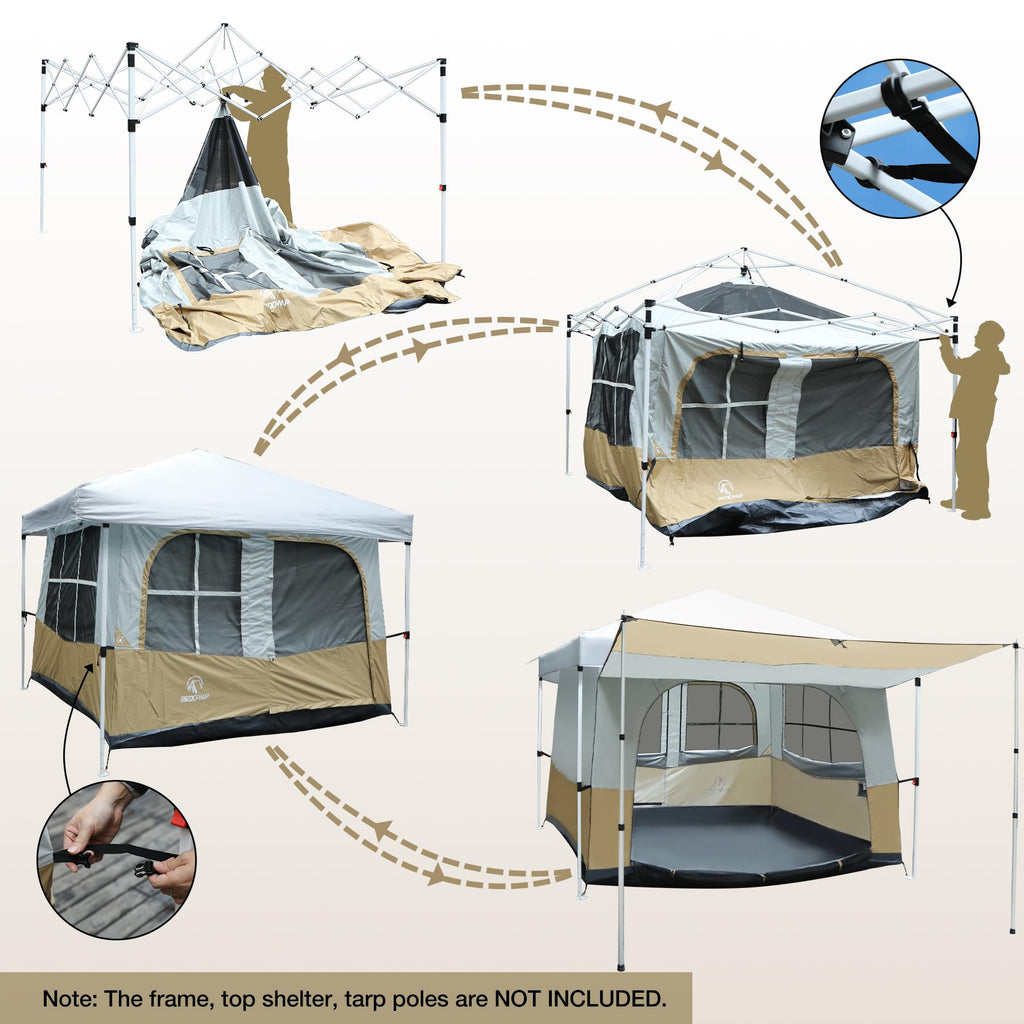 Canopy Camping Tent Attachment for 10x10 Straight Leg Frames
