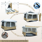 Canopy Camping Tent Attachment for 10x10 Straight Leg Frames