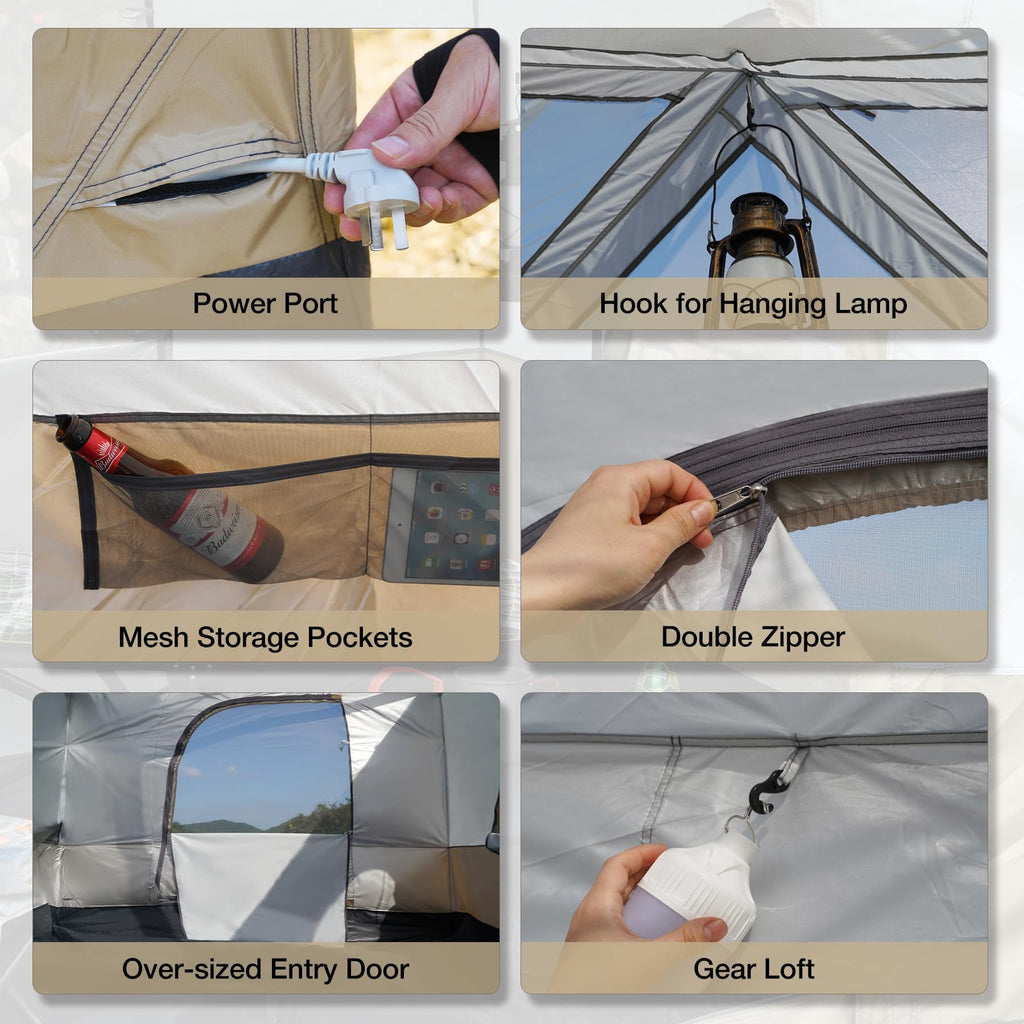 Canopy Camping Tent Attachment for 10x10 Straight Leg Frames