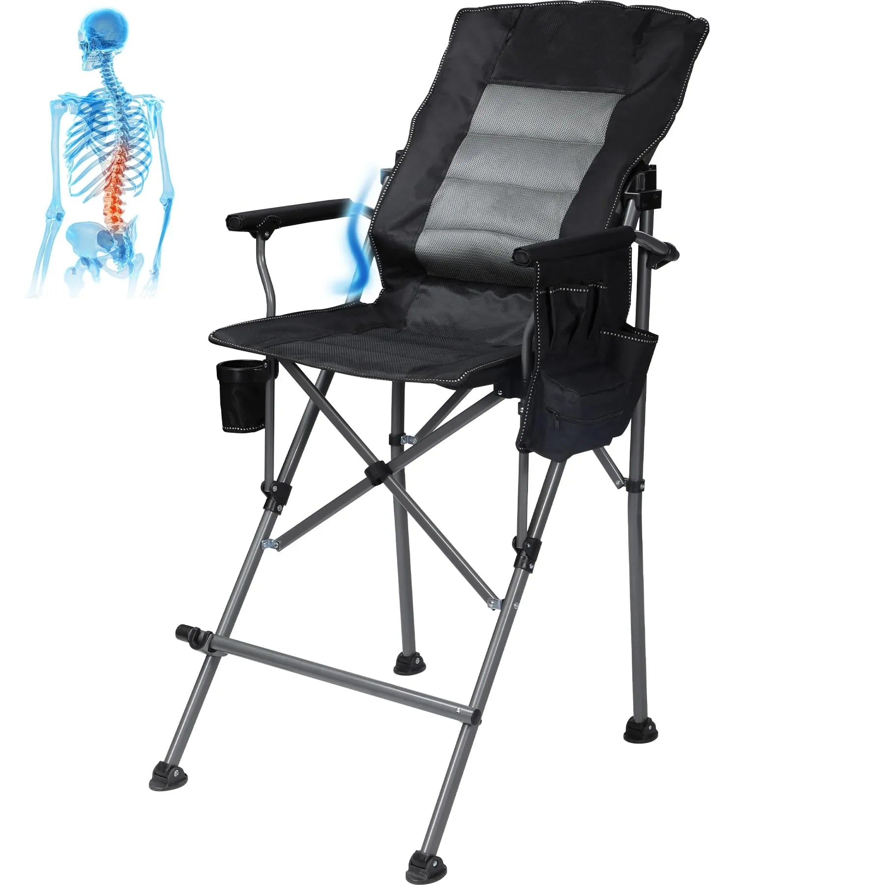 Extra Tall Folding Chair with Adjustable Backrest