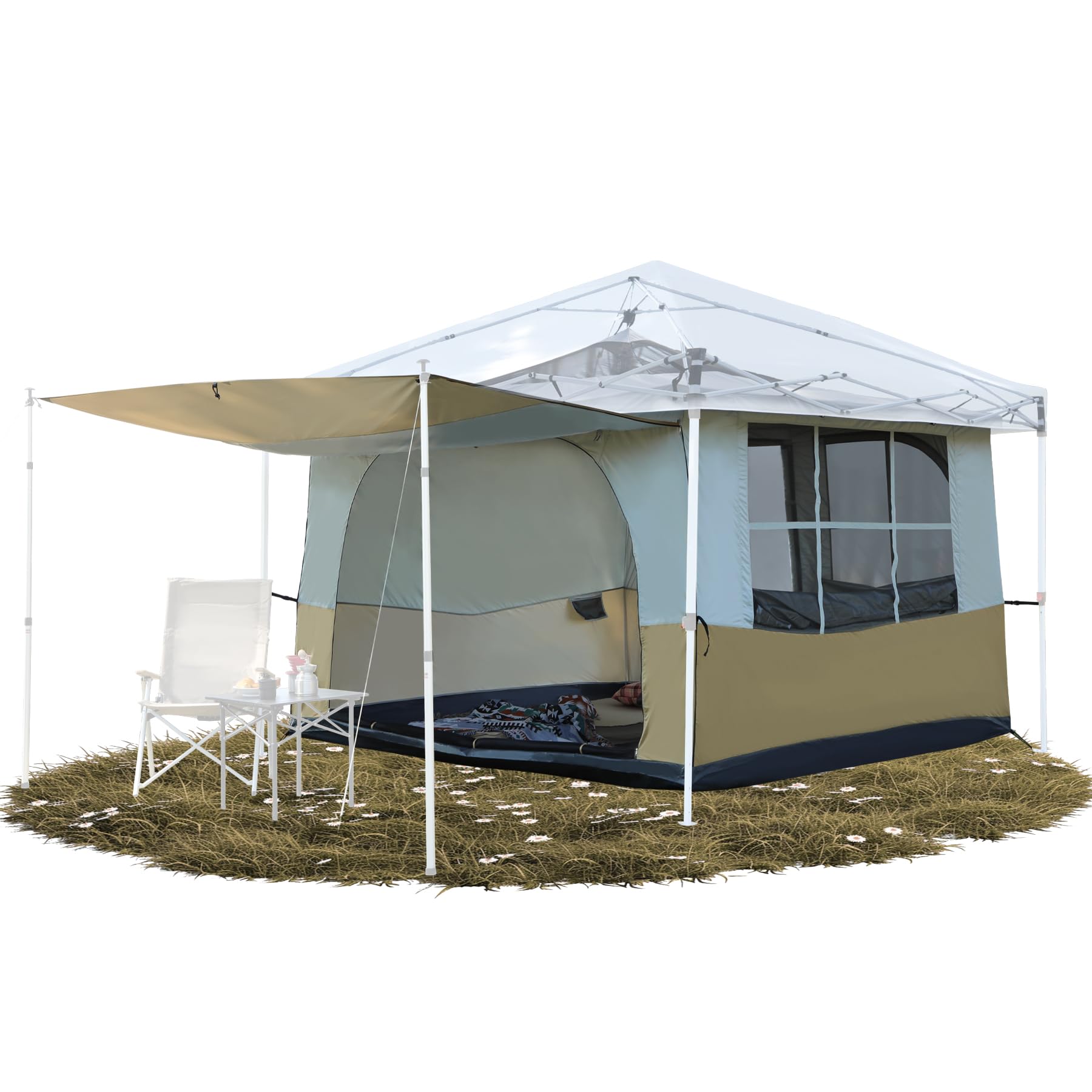 Canopy Camping Tent Attachment for 10x10 Straight Leg Frames
