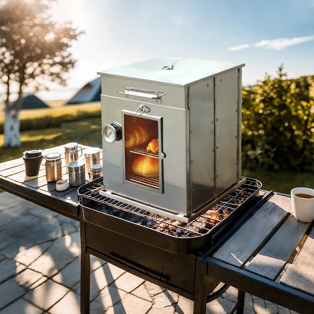 14" Foldable Stainless Steel Camp Oven with 2-Tier Grill