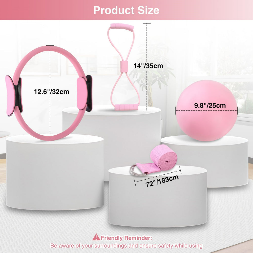 Pilates Ring Set with Resistance Bands and Exercise Ball