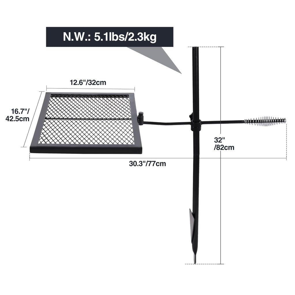 Swivel Campfire Grill Heavy Duty Steel Grate