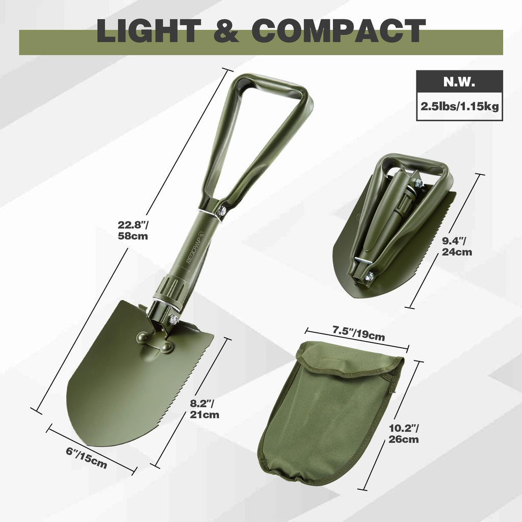 23" Military Folding Camping Shovel w/Cover
