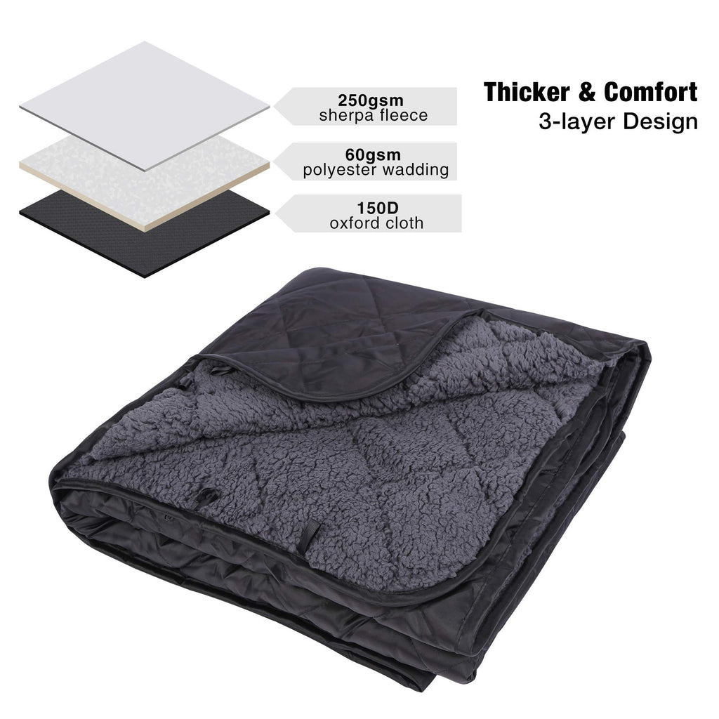 Large Camping Blanket with Sherpa Lining