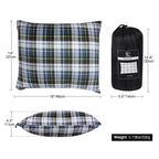 Small Flannel Camping Pillow - Blue and Grey Plaid