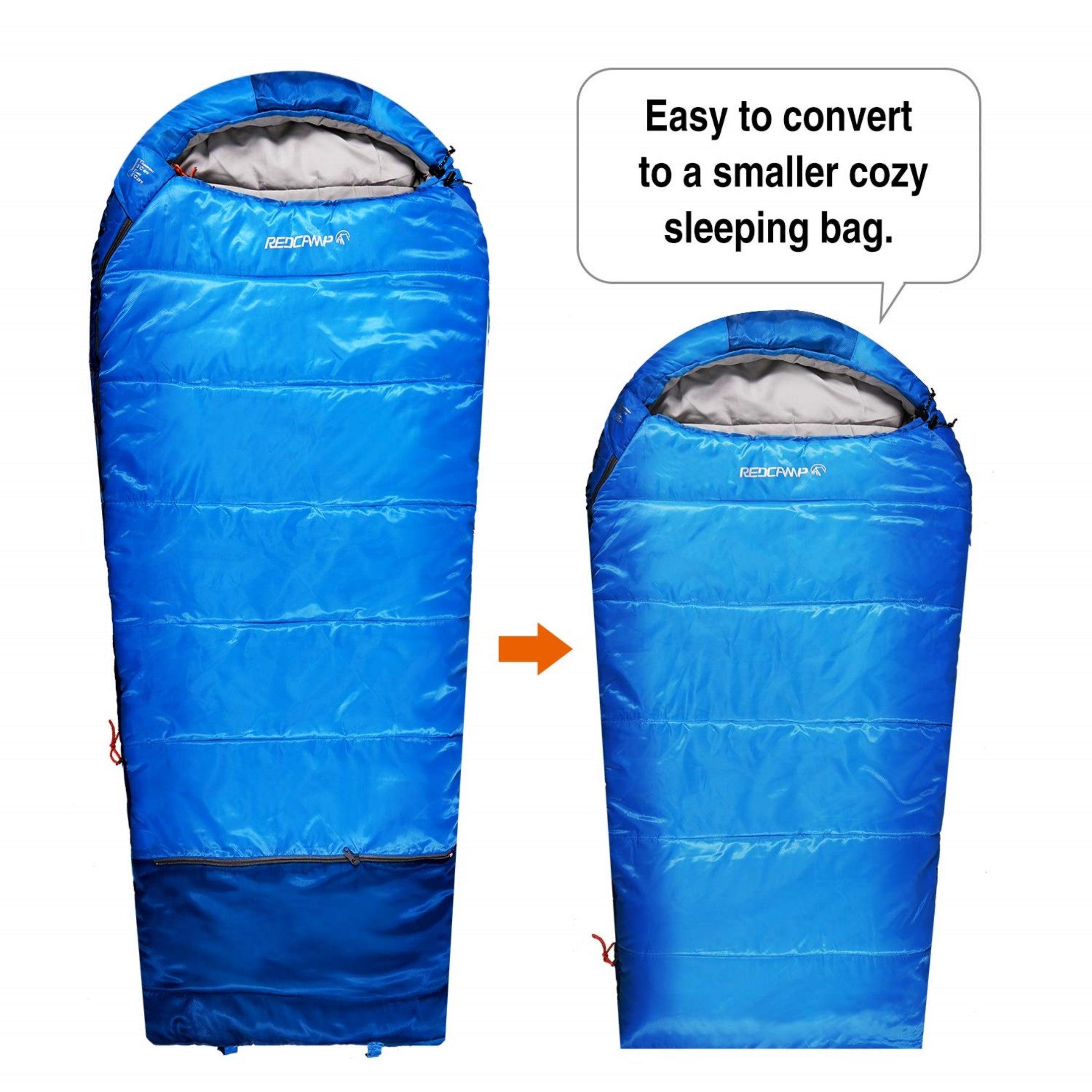 Kids Mummy Sleeping Bag - Blue, 2.4lbs Fill