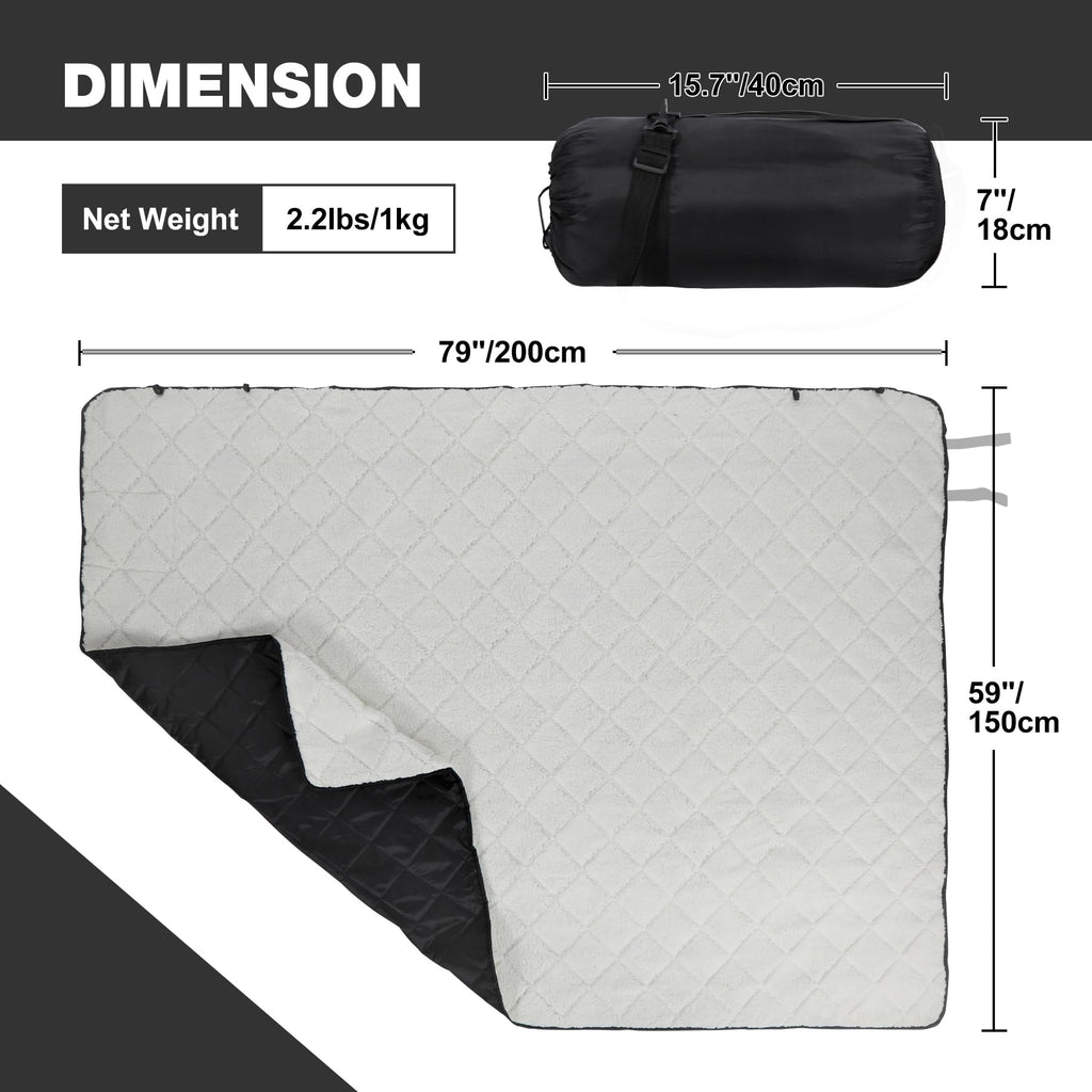 Large Camping Blanket with Sherpa Lining