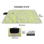 Extra Large Fleece Picnic Blanket Green Leaves 79"x79"