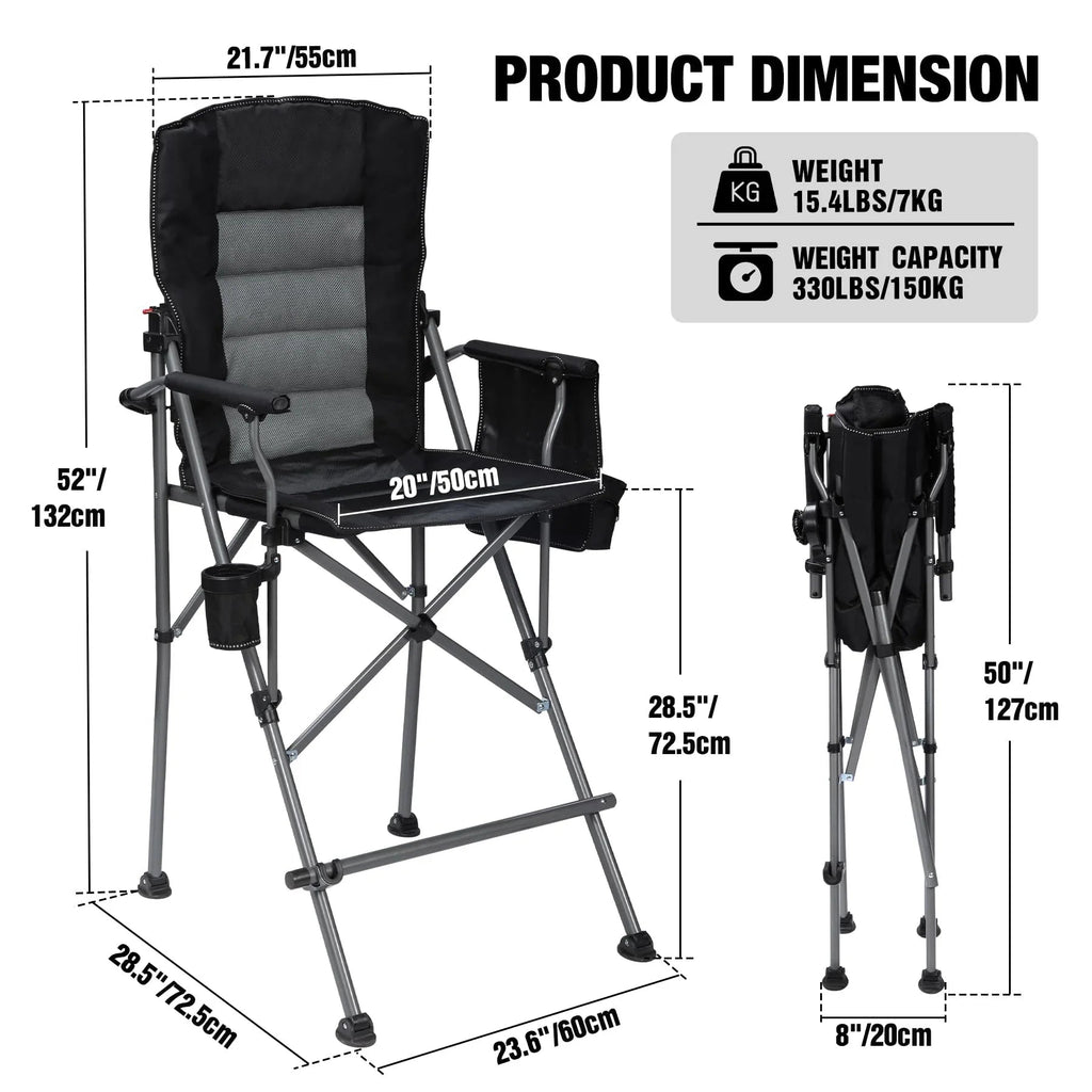 Extra Tall Folding Chair with Adjustable Backrest