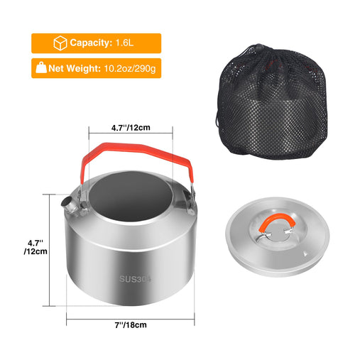 1.6L Stainless Steel Camping Kettle