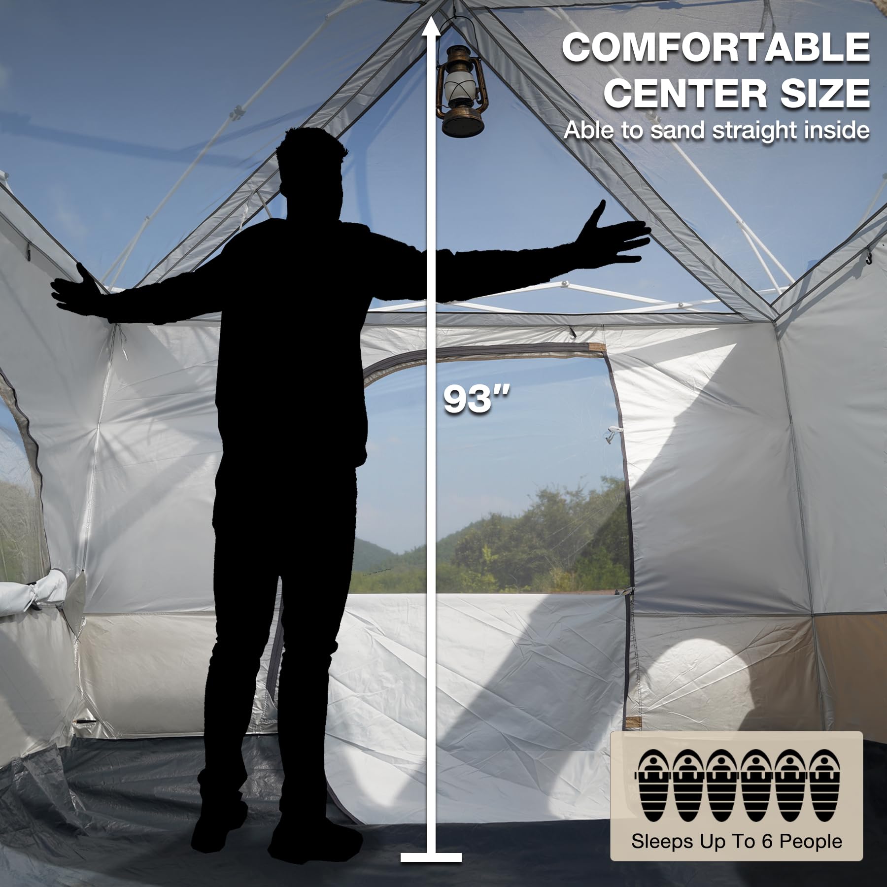 Canopy Camping Tent Attachment for 10x10 Straight Leg Frames