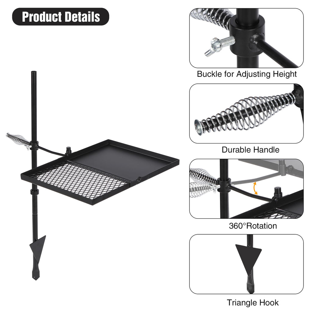 Swivel Campfire Grill Heavy Duty Steel Grate