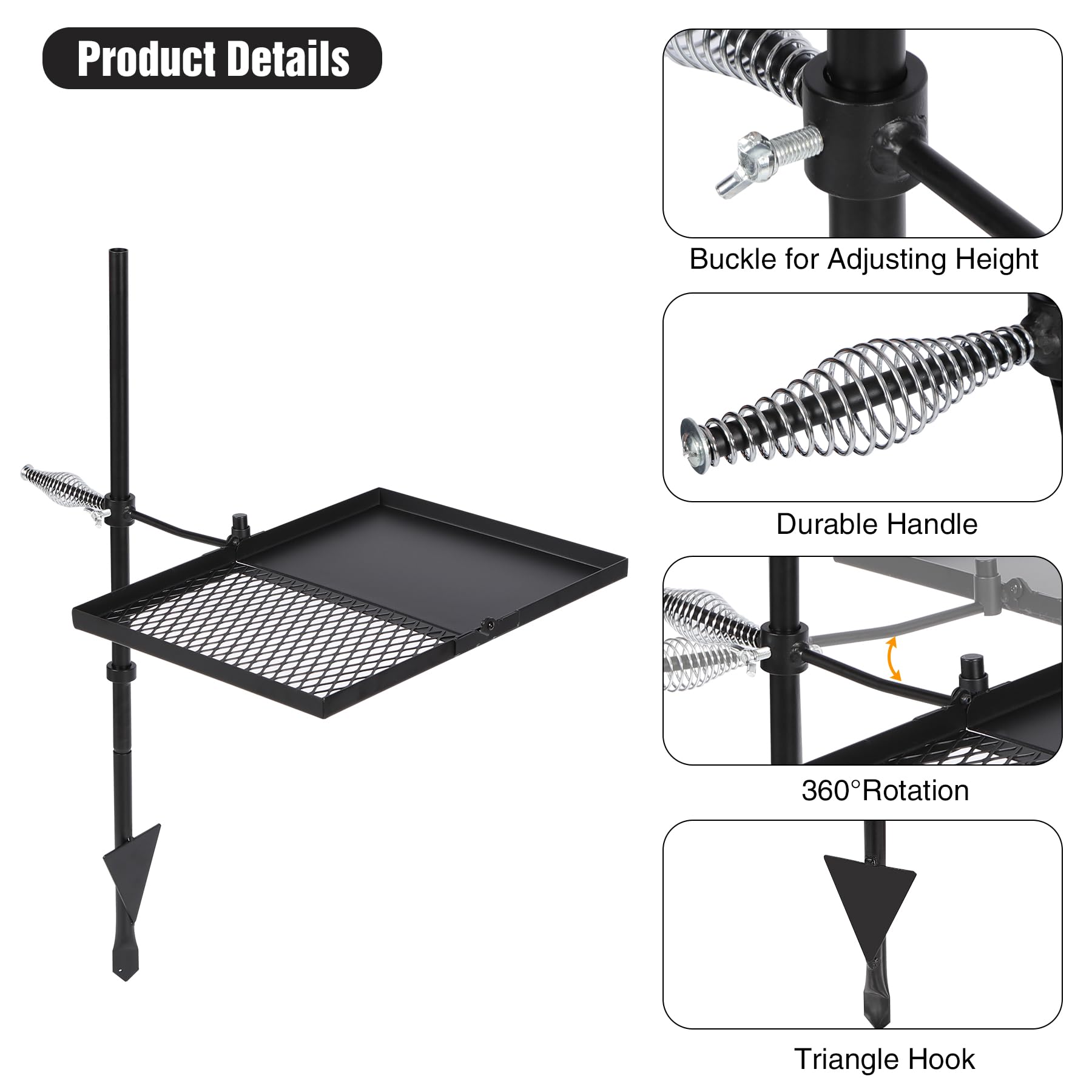 Swivel Campfire Grill Heavy Duty Steel Grate