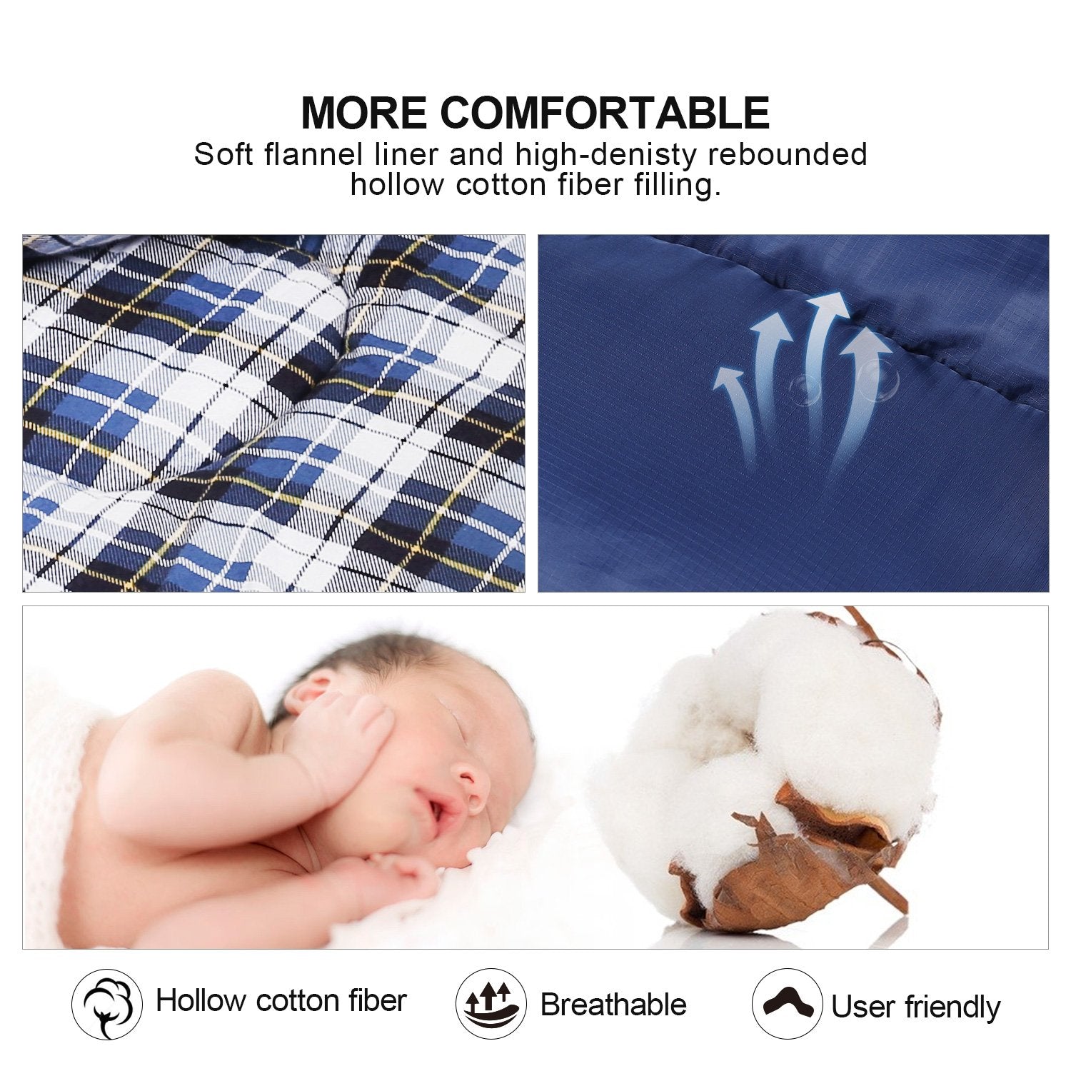 Cotton Flannel Sleeping Bag for Camping Backpacking