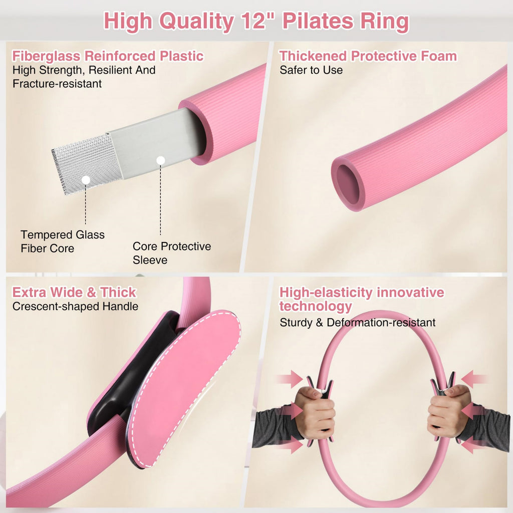 Pilates Ring Set with Resistance Bands and Exercise Ball