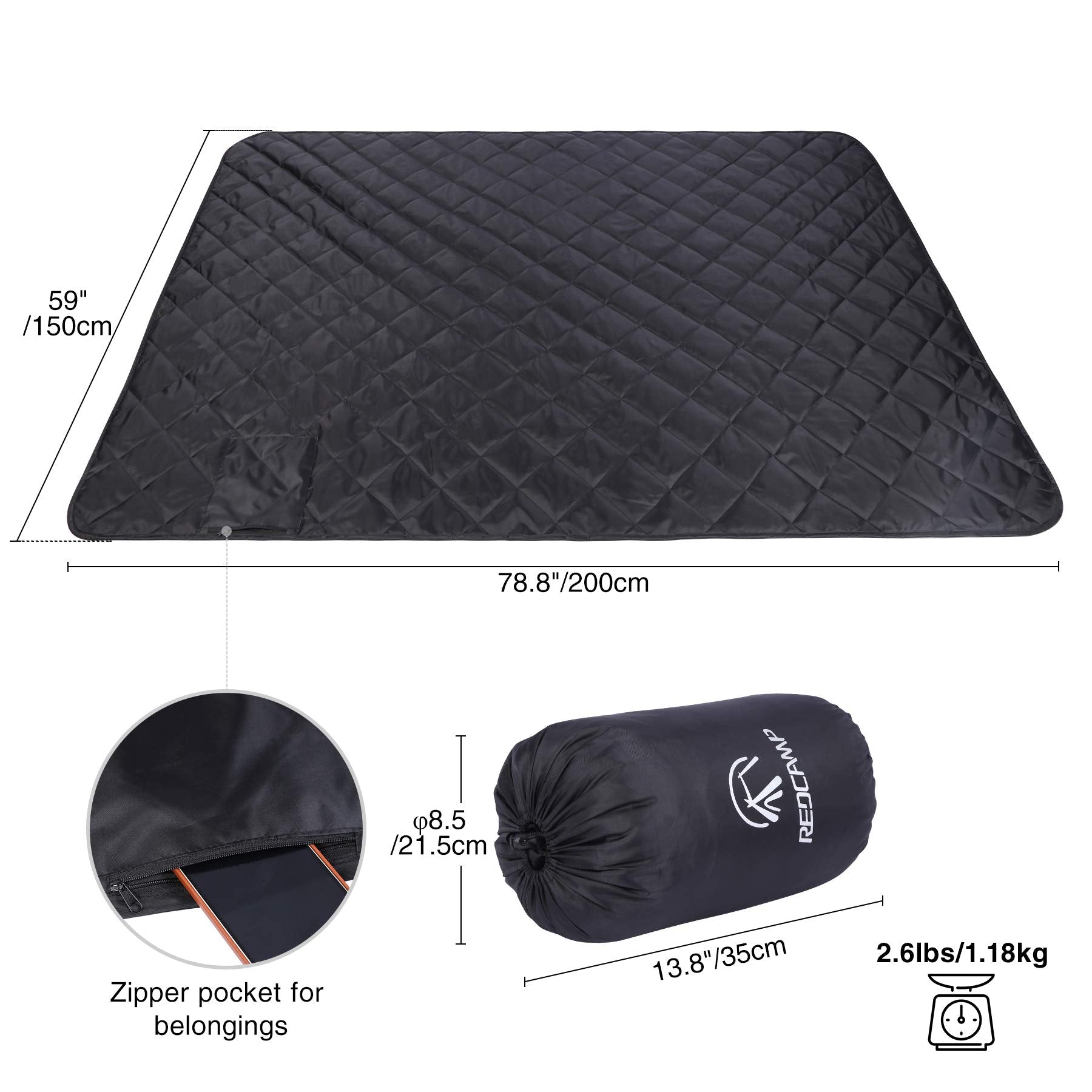 Large Camping Blanket with Sherpa Lining