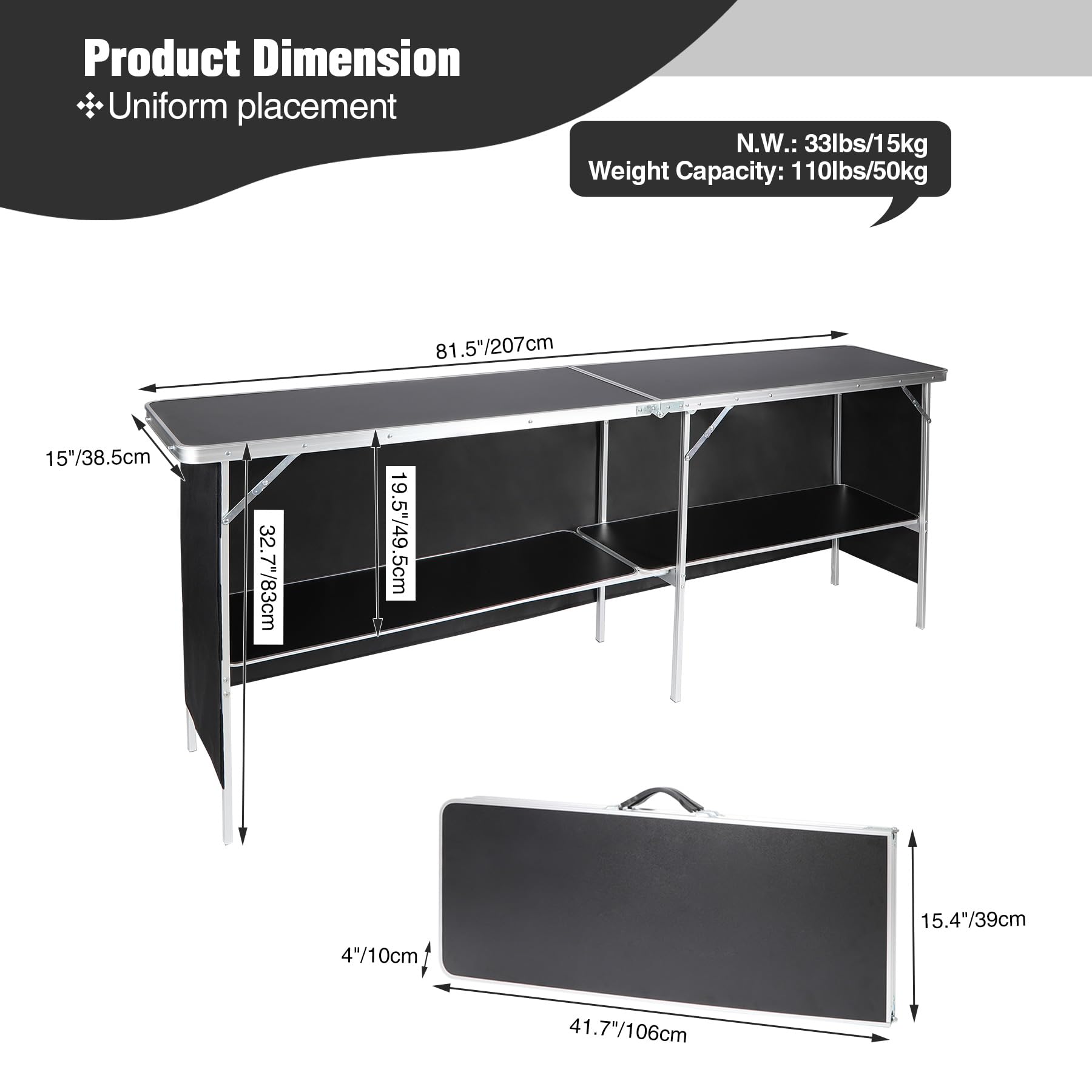Pop-Up Folding Portable Bar Table