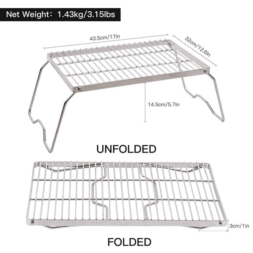 Folding Campfire Grill 304 Stainless Steel Grate