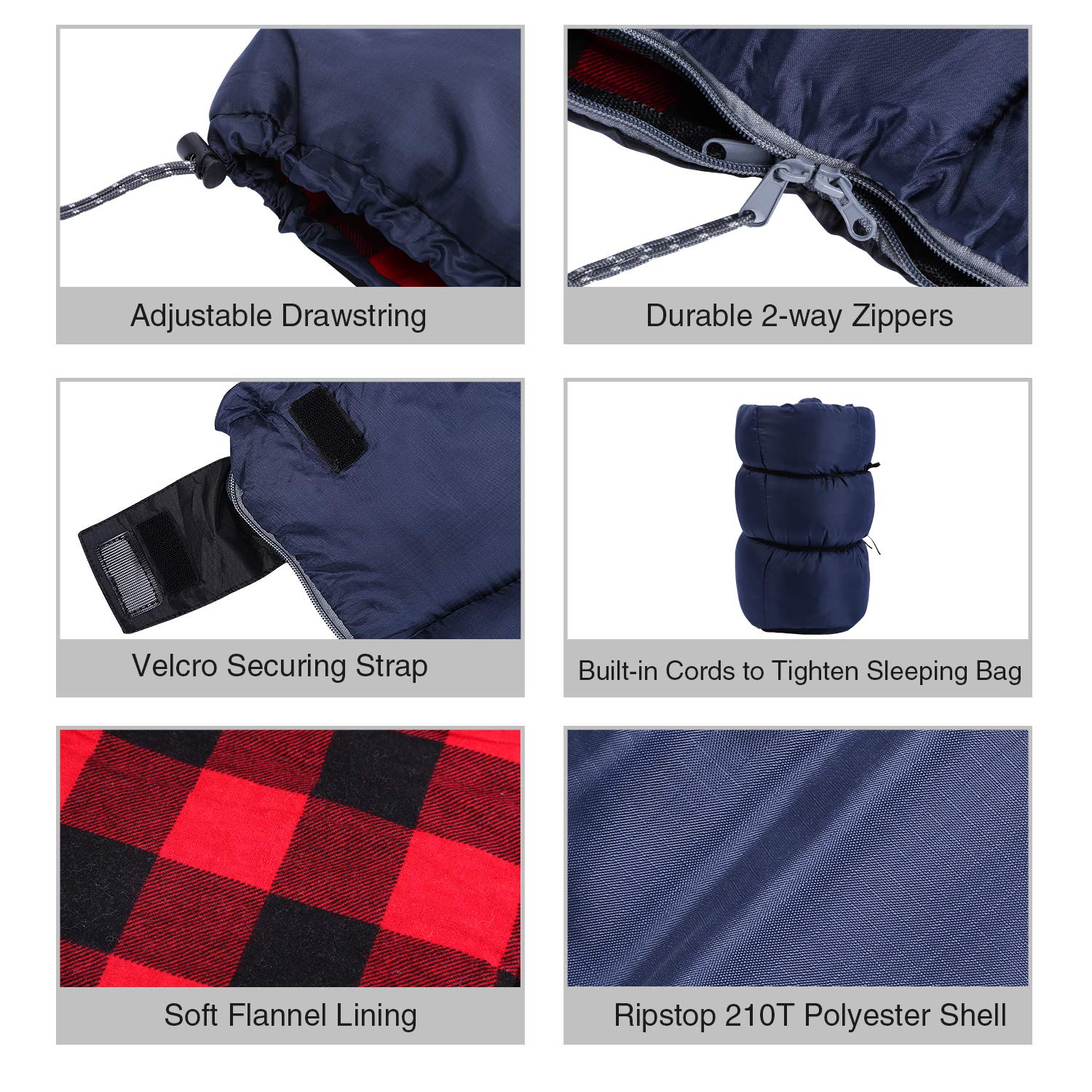 Cotton Flannel Sleeping Bag for Camping Backpacking