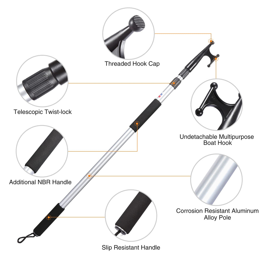 Telescopic Boat Hook 8ft Aluminum