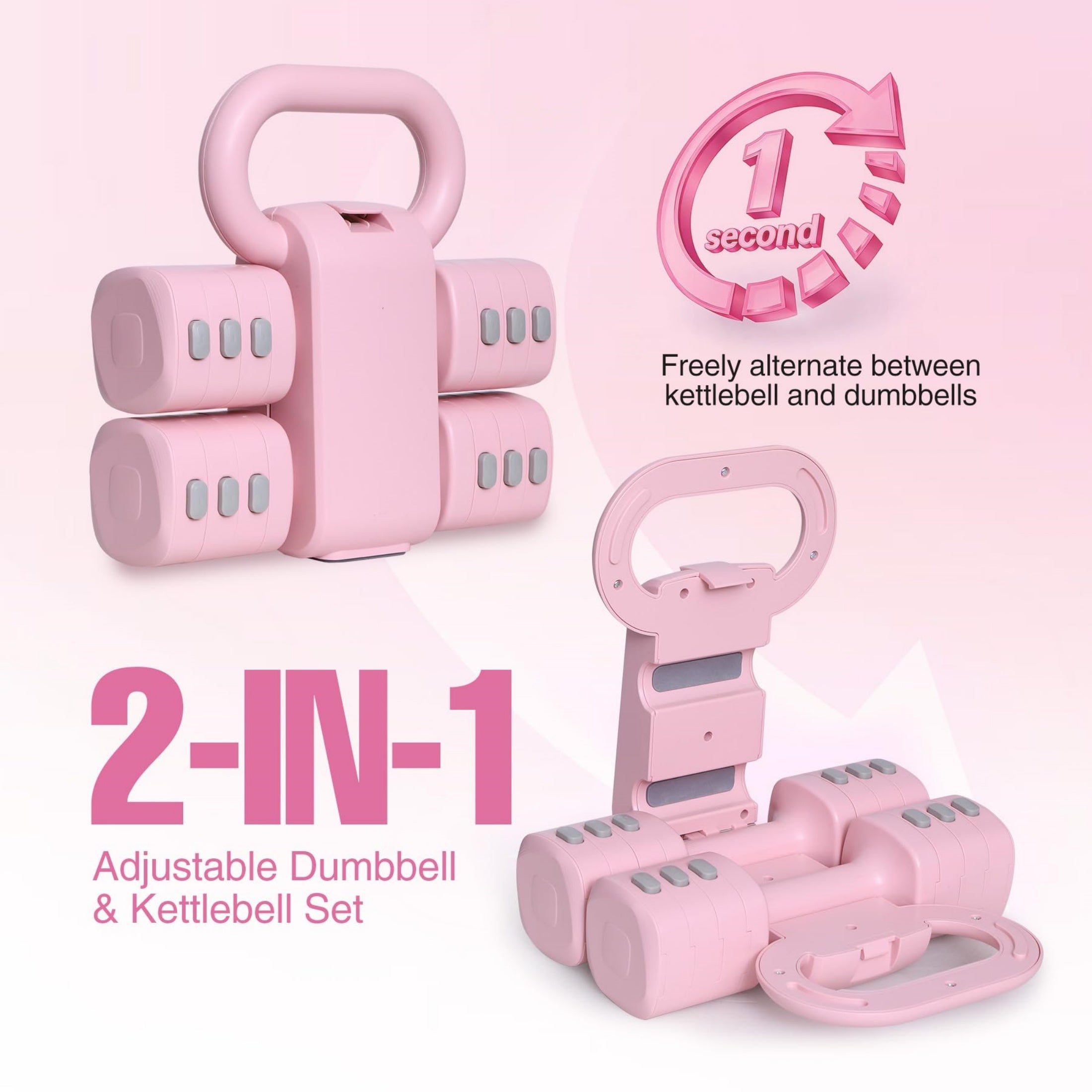 2-in-1 Adjustable Dumbbell & Kettlebell Set, 4-Level Hand Weights (2.2–5.5 Lbs Each)