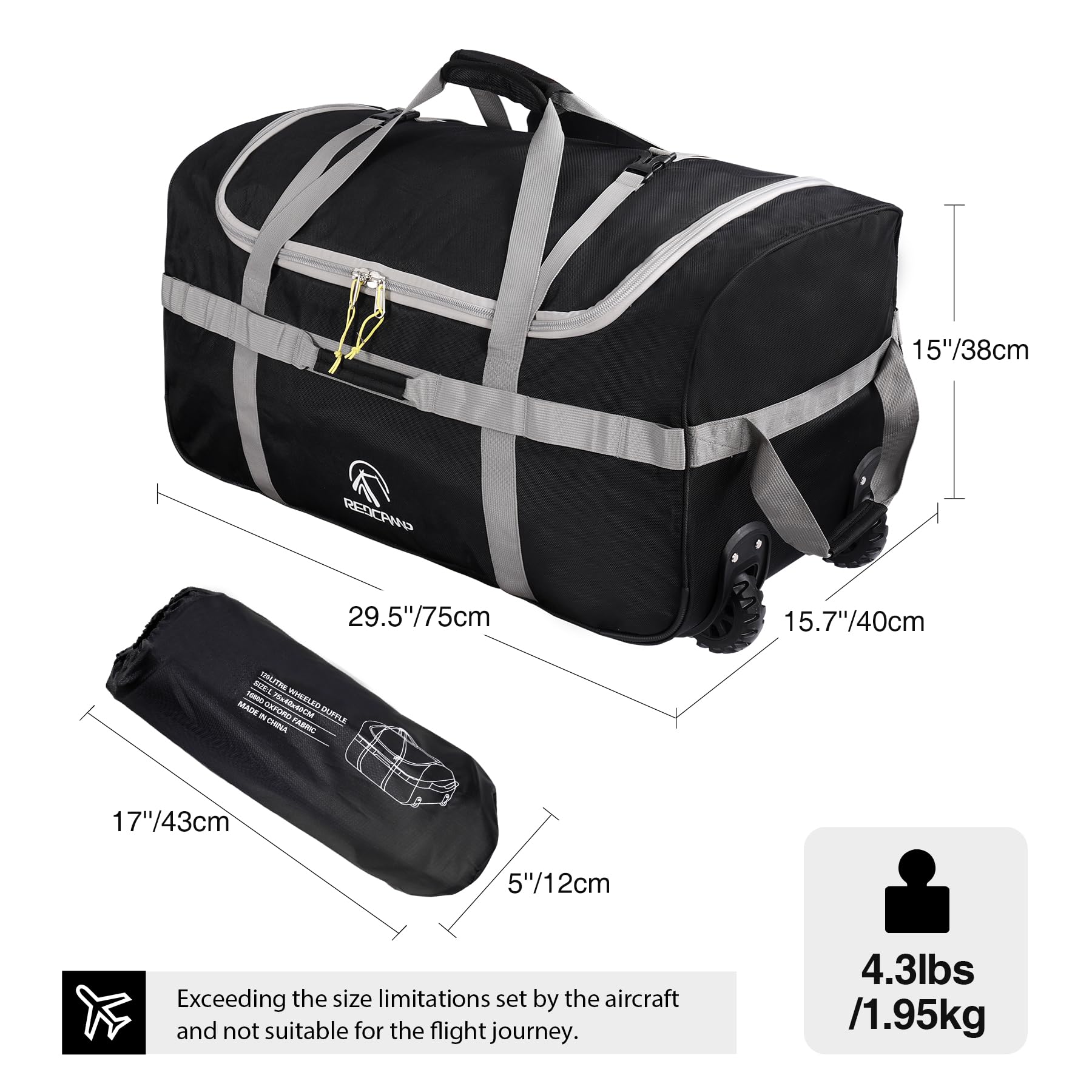 Foldable Duffle Bag with Wheels