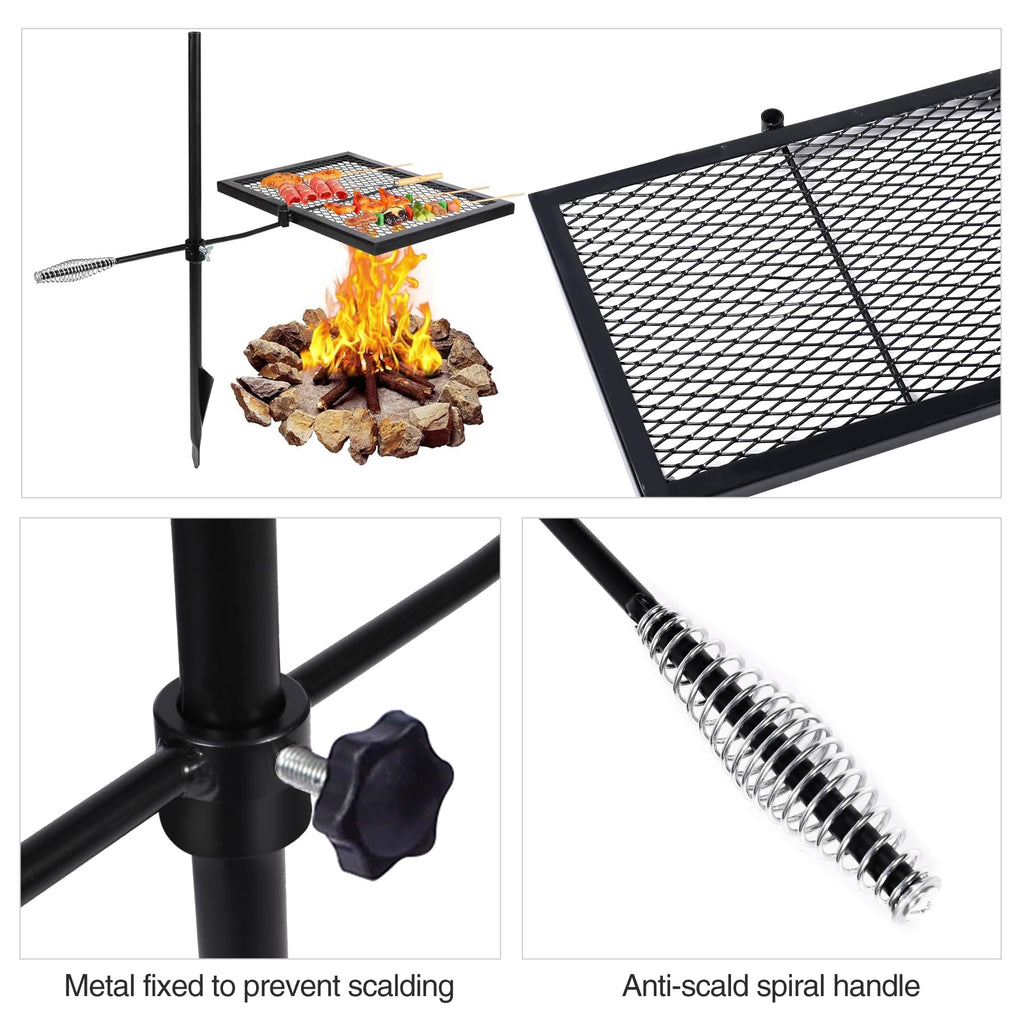 Swivel Campfire Grill Heavy Duty Steel Grate