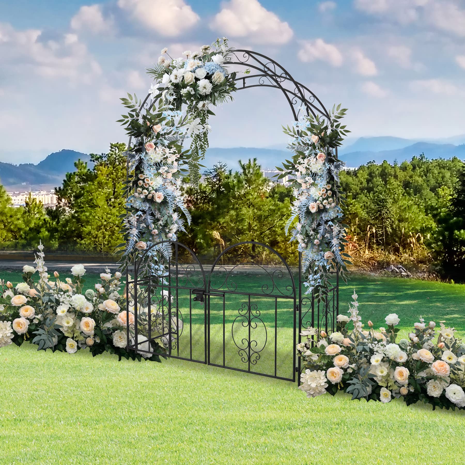 84in High Metal Garden Arbor with Gate