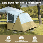 Canopy Camping Tent Attachment for 10x10 Straight Leg Frames