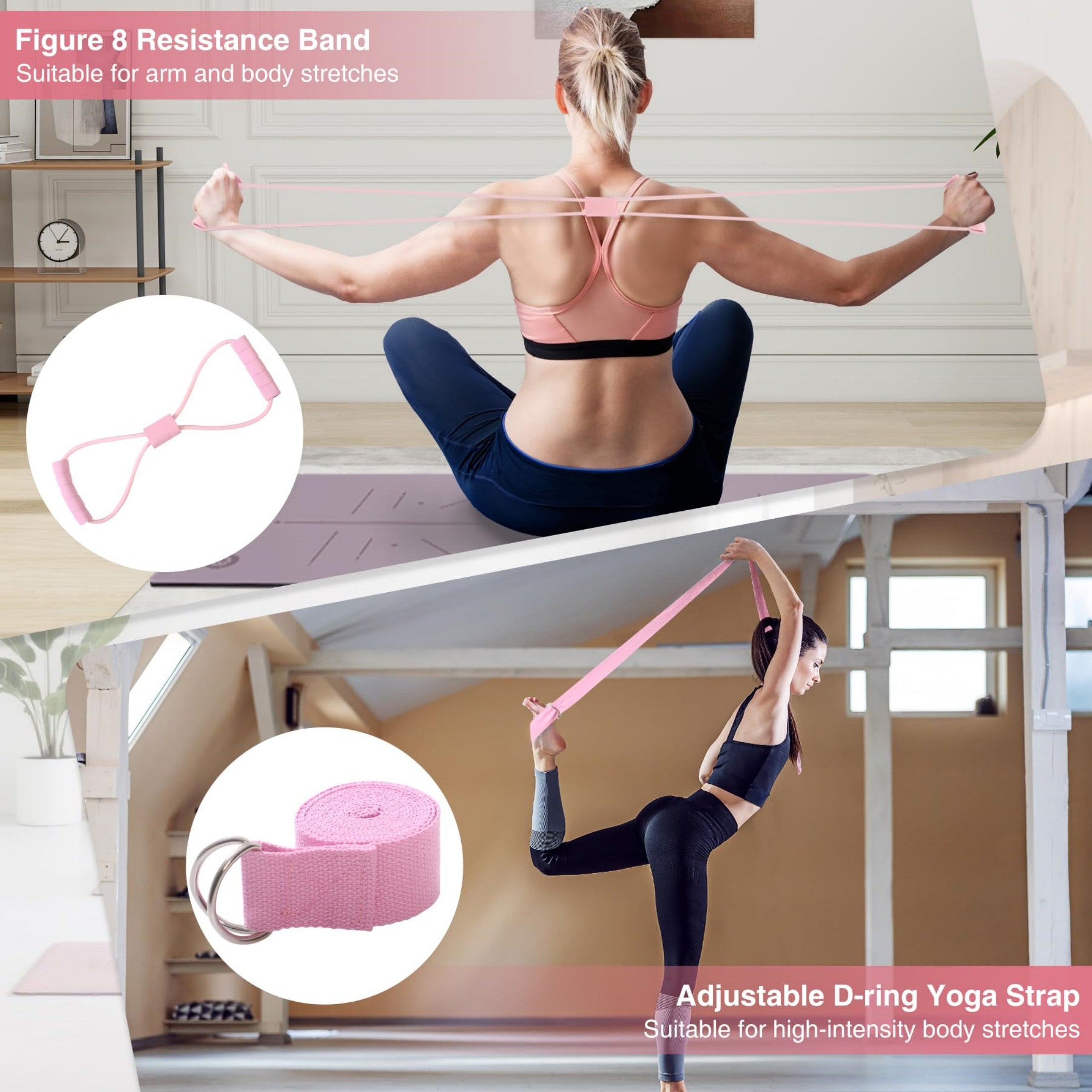 Pilates Ring Set with Resistance Bands and Exercise Ball