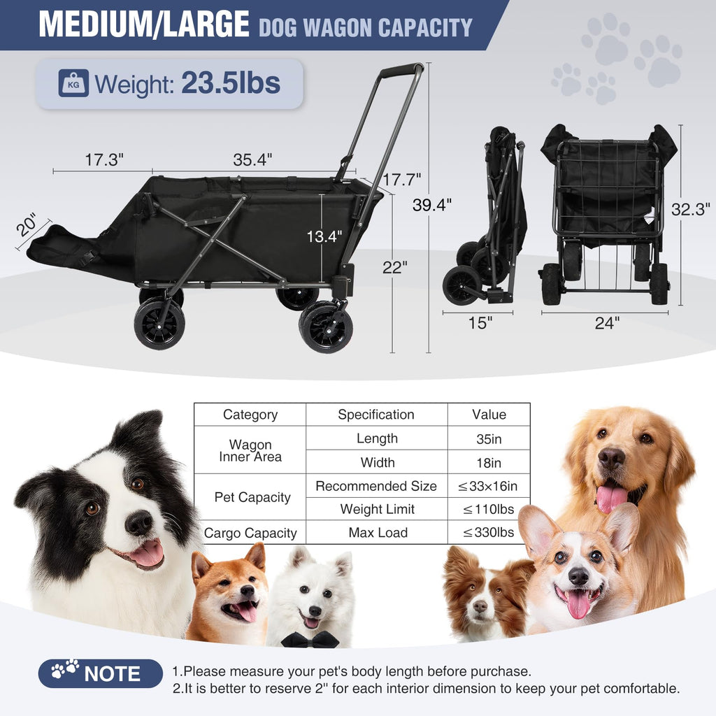 Heavy-Duty Folding Dog Wagon Cart