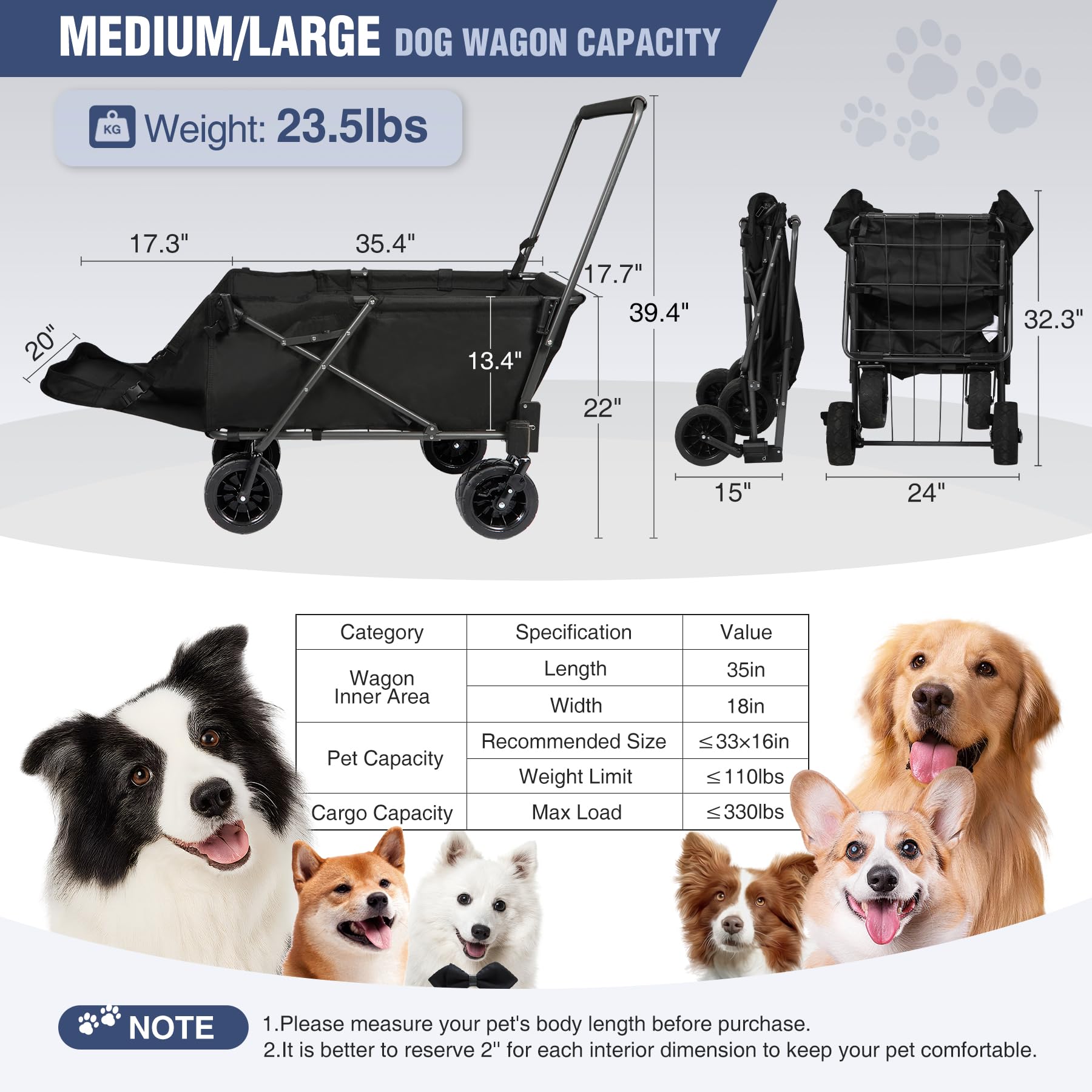 Heavy-Duty Folding Dog Wagon Cart