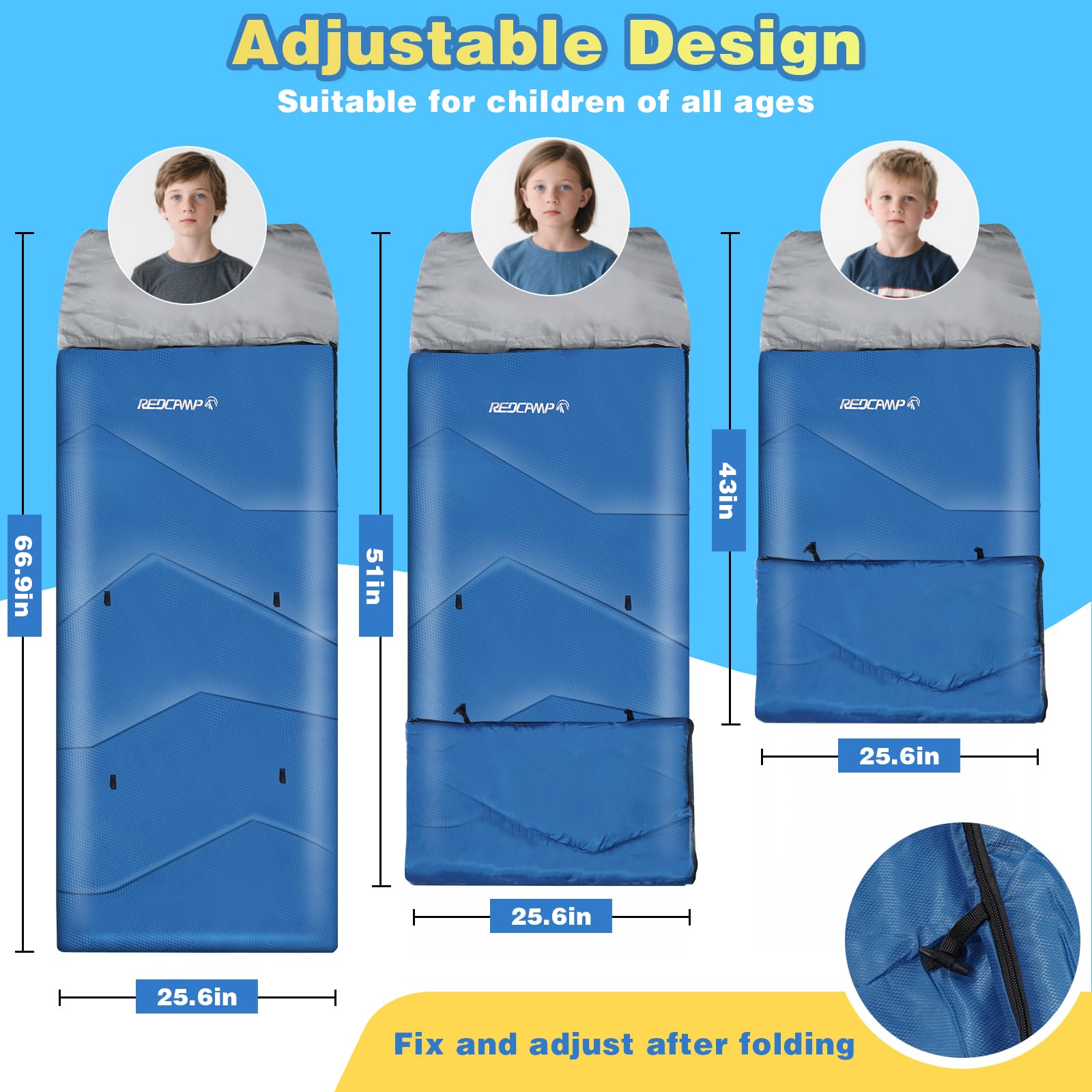 3-Season Adjustable Kids Sleeping Bag