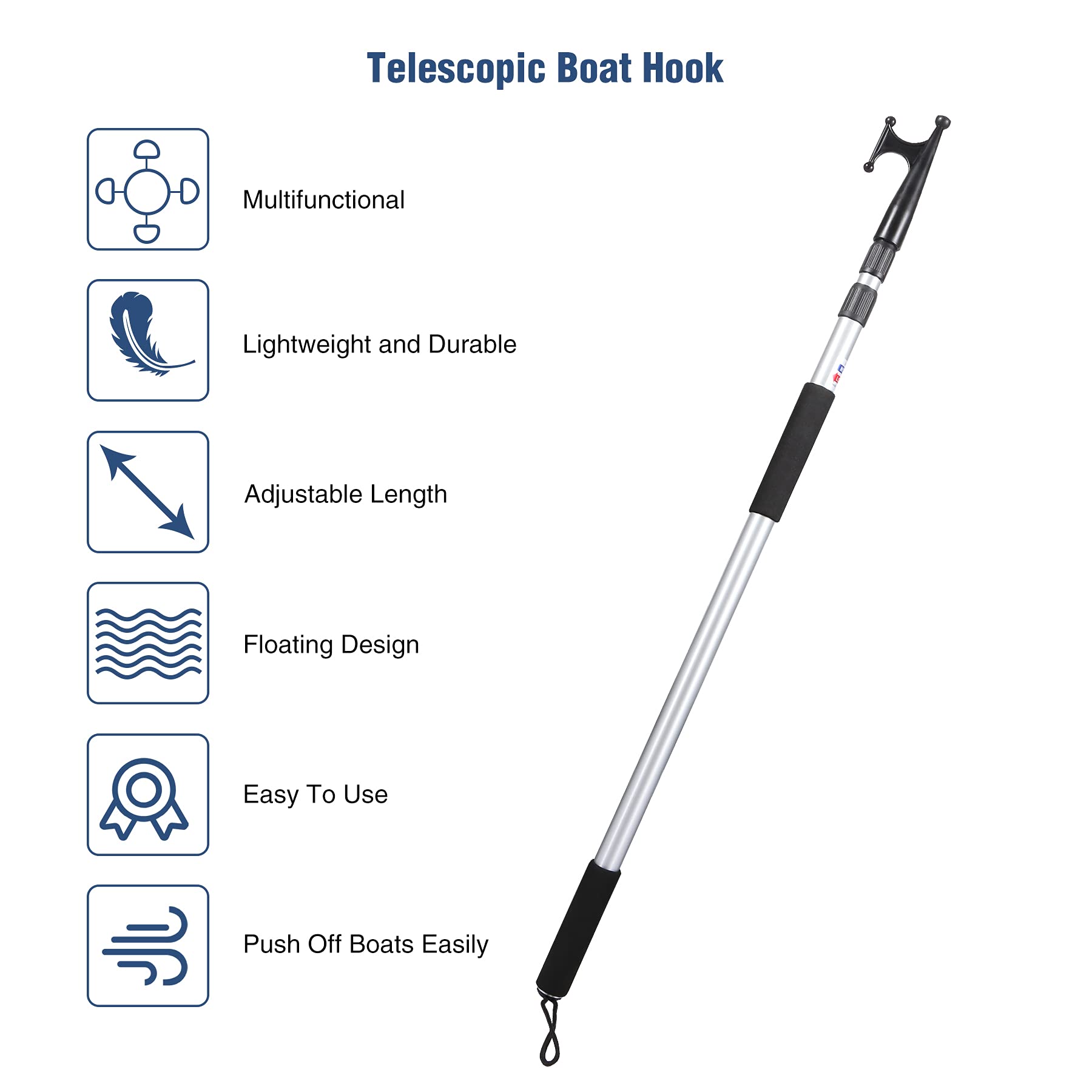 Telescopic Boat Hook 8ft Aluminum