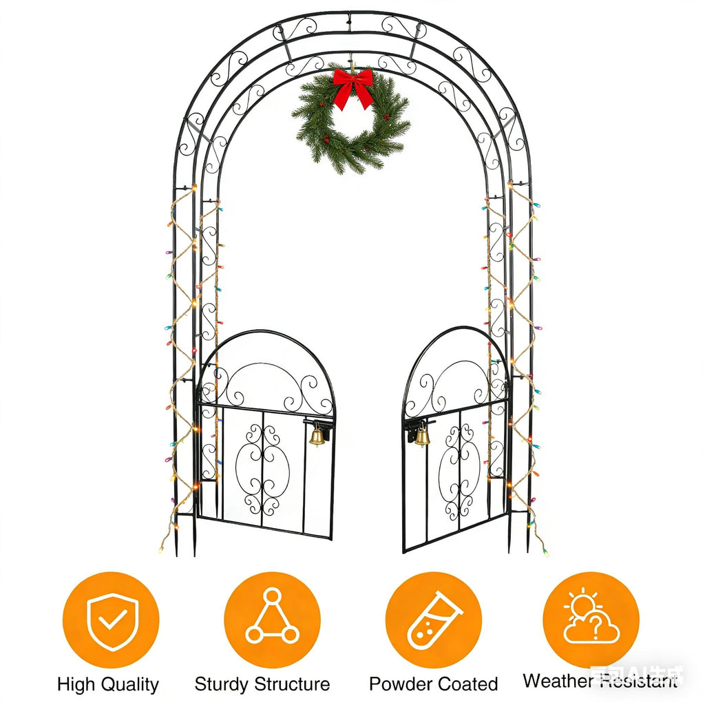 84in High Metal Garden Arbor with Gate